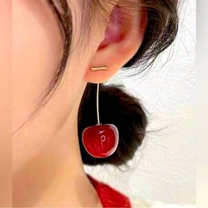 ✨NEW ✨ Elegant Red Cherry Drop Statement Earrings
